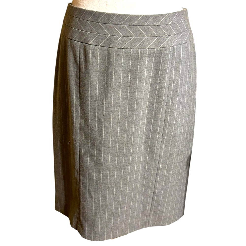 ANTONIO MELANI Gray Pinstriped Pencil Skirt
